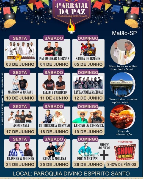 Paróquia de Matão tem evento com música e comidas típicas neste mês de junho