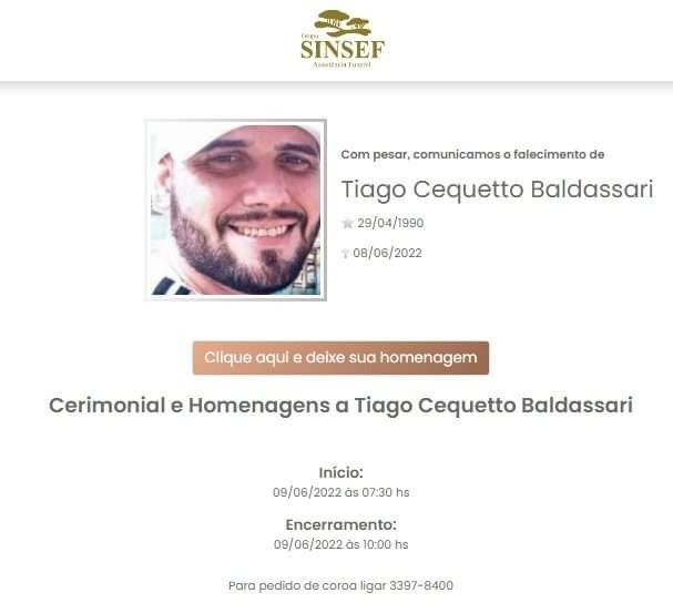 Despedida de Tiago Baldassari acontece amanhã em Araraquara