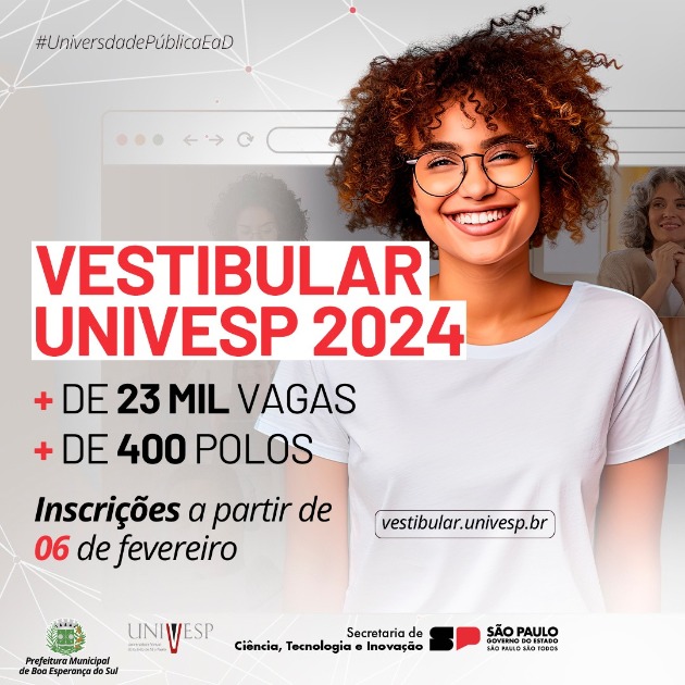 Vestibular da Univesp oferece 27 vagas para cursos superiores em Boa Esperança do Sul