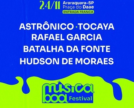 Araraquara recebe primeira edição do Festival Música Boa, com atrações locais e gratuitas à população