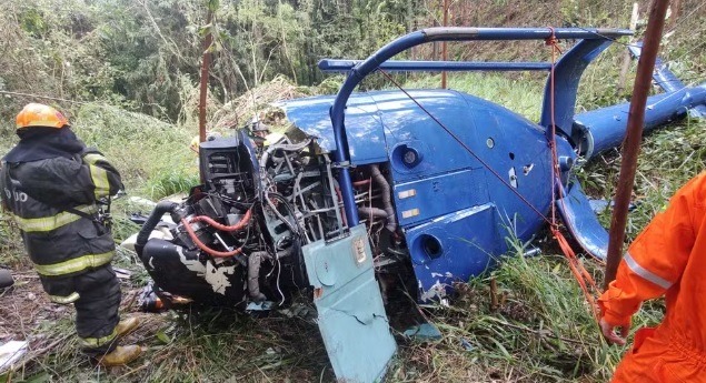 Queda de helicóptero em SP mata casal de Americana; filha e piloto sobrevivem