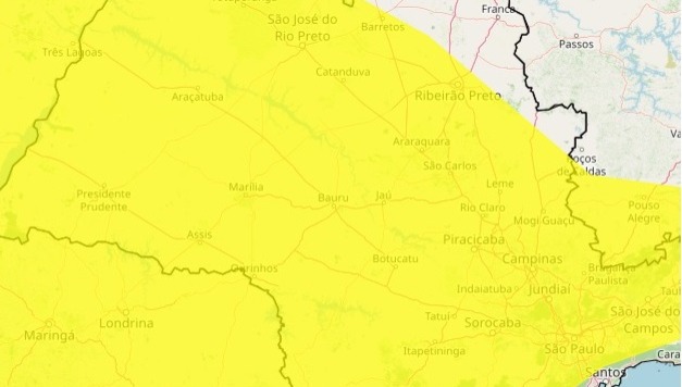 INMET emite alerta de chuva intensa e semana começa com risco de temporal no interior de SP