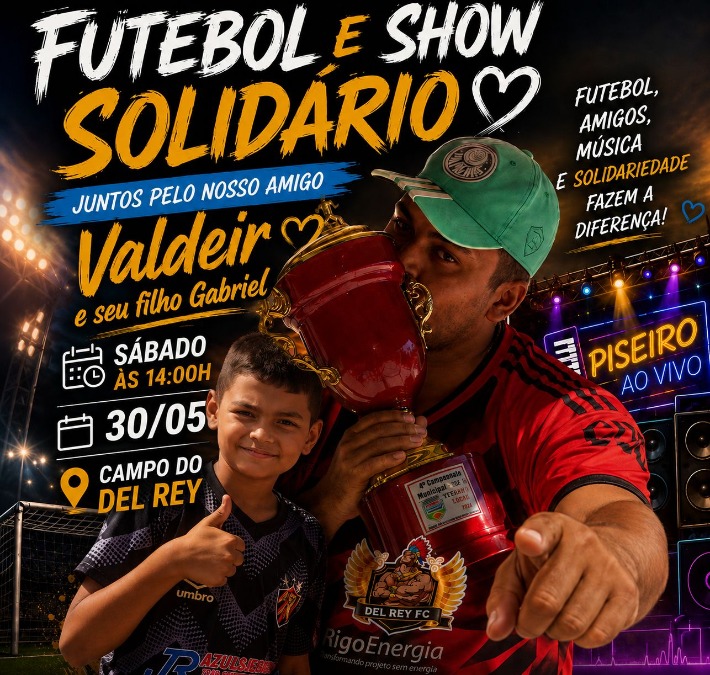 Futebol Clube Del Rey promove show solidário em Araraquara para ajudar pai e filho após acidente