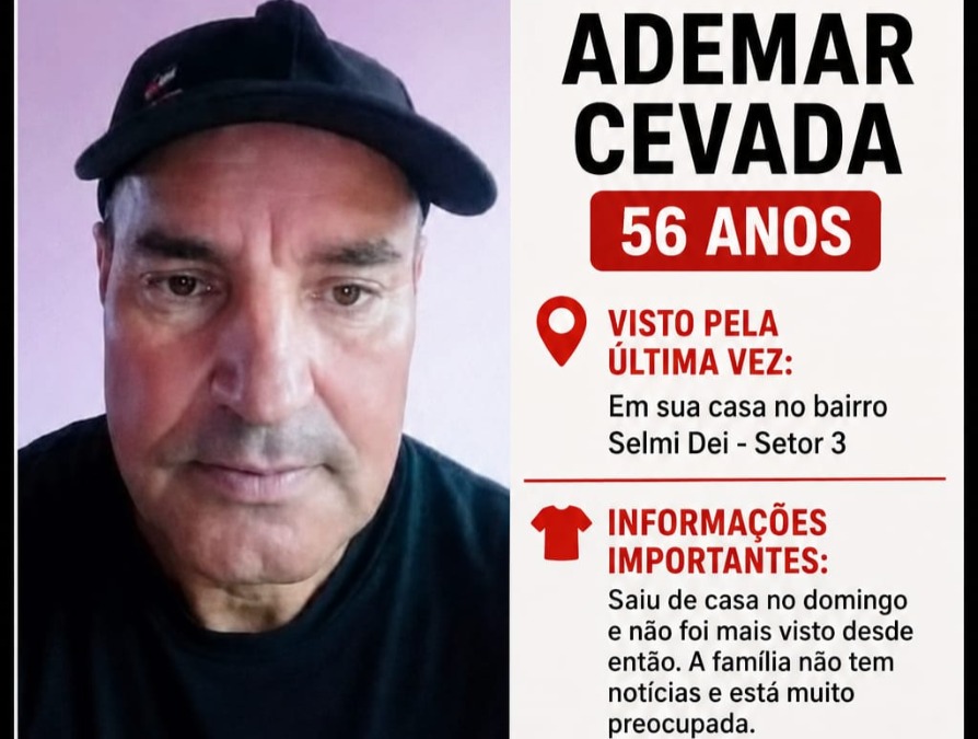 (ENCONTRADO) Homem de 56 anos desaparece após sair de casa em Araraquara; família pede ajuda para localizá-lo
