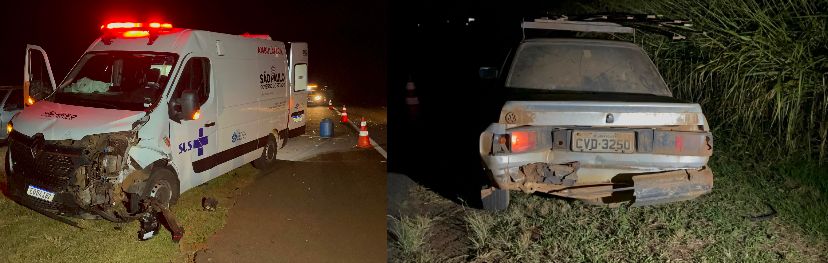 Foto: Flavio Fernandes/Araraquara Agora/Ambulância e o Outro Carro Envolvido No Acidente