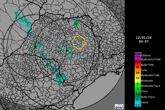 No estado de SP, previsão de chuva leve neste começo de desta segunda-feira (12)