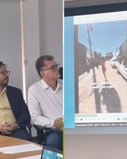 Imagens da reunião de negociação; servidores denunciam assédio do prefeito