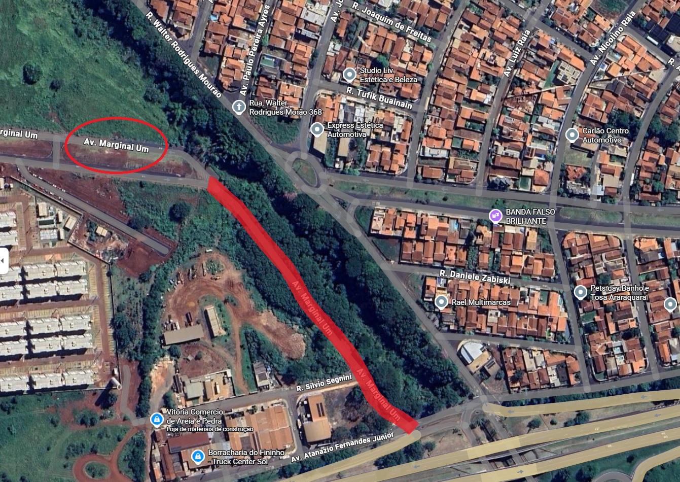 Local da reclamação da moradora (em vermelho)