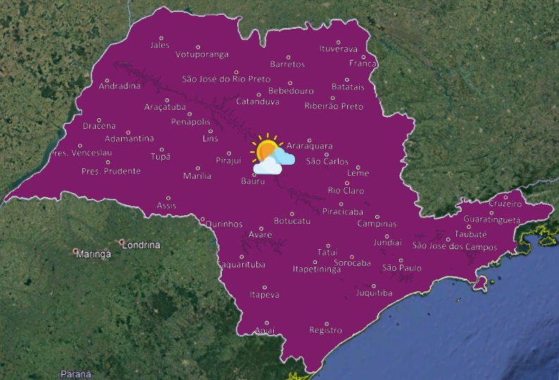 Segundo IPMet/UNESP, o tempo firme predomina, com pouca nebulosidade e sem previsão de chuva