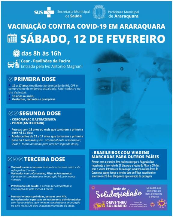 Foto 1 de 2 — Saiba onde se imunizar contra a Covid-19 nesta segunda-feira (14) em Araraquara