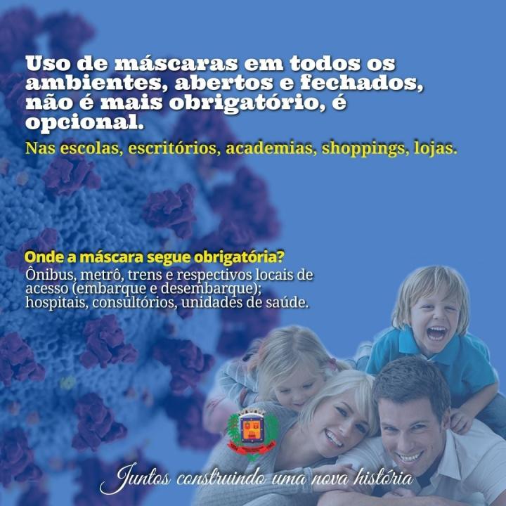 Foto 1 de 1 — Uso de máscaras em ambientes fechados não é mais obrigatório em Américo Brasiliense