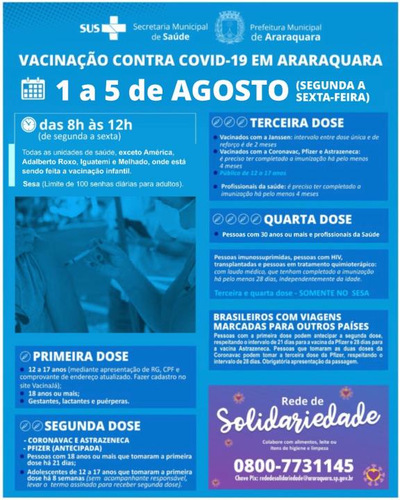 Foto 1 de 2 — Veja quem pode e onde se imunizar contra a Covid-19 e a Gripe em Araraquara