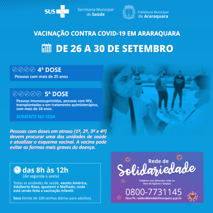 Foto 1 de 1 — Confira quem pode e onde se imunizar contra Covid em Araraquara