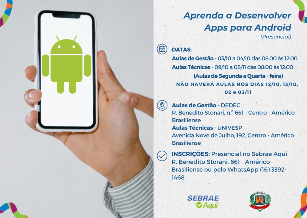 Foto 1 de 1 — De graça: abertas inscrições para curso gratuito 'Aprenda a Desenvolver apps para Android'