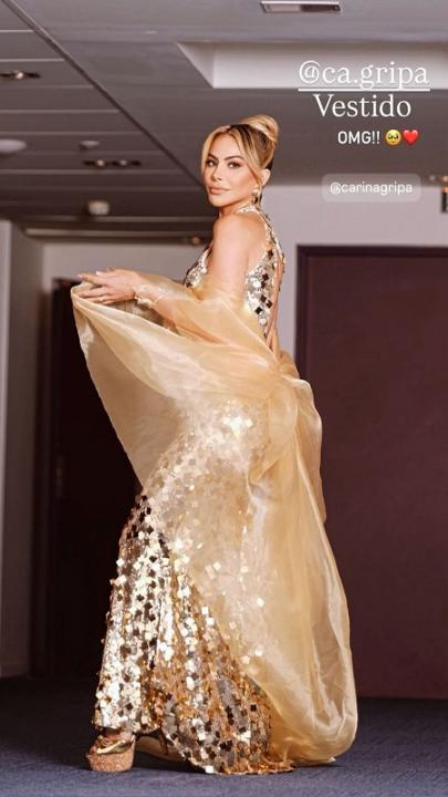 Foto 1 de 3 — Estilista Carina Gripa assina vestidos no tapete vermelho de Cannes; ‘um marco’